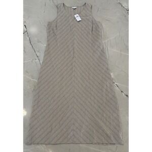 NWT J. Jill Linen Blend Striped Maxi Dress V-Neck Flax Blue Chevron MT Tall #92